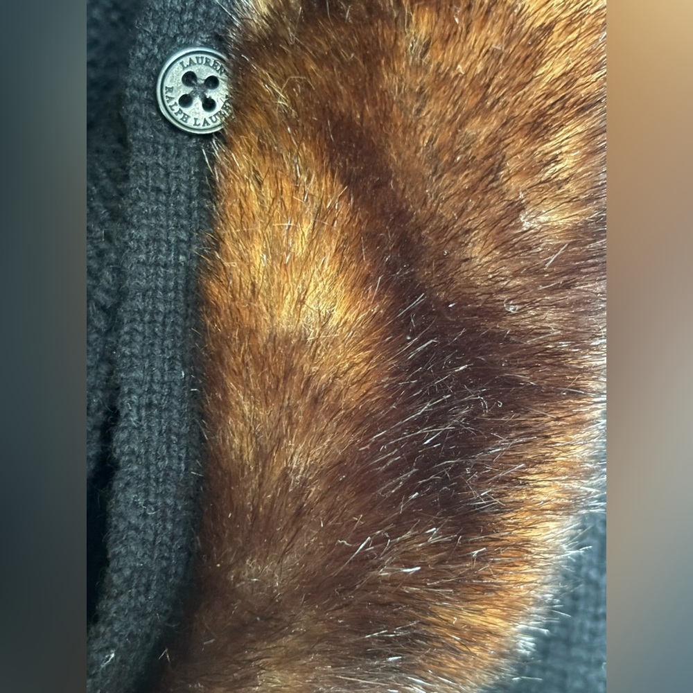 Lauren by Ralph Lauren Vintage Wool and Cashmere Cardigan With Fur Collar - Picture 6 of 9